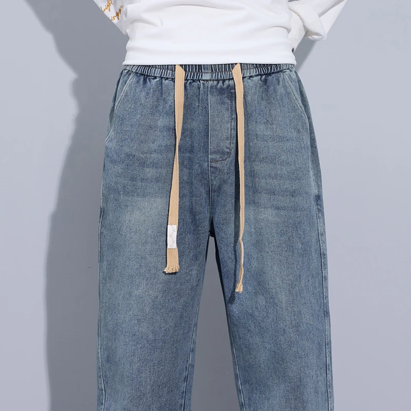 S-3XL Teenage Jeans Appear Slim and Loose Fitting Casual and Versatile Sportswear Pants Straight Leg Trendy Jeans