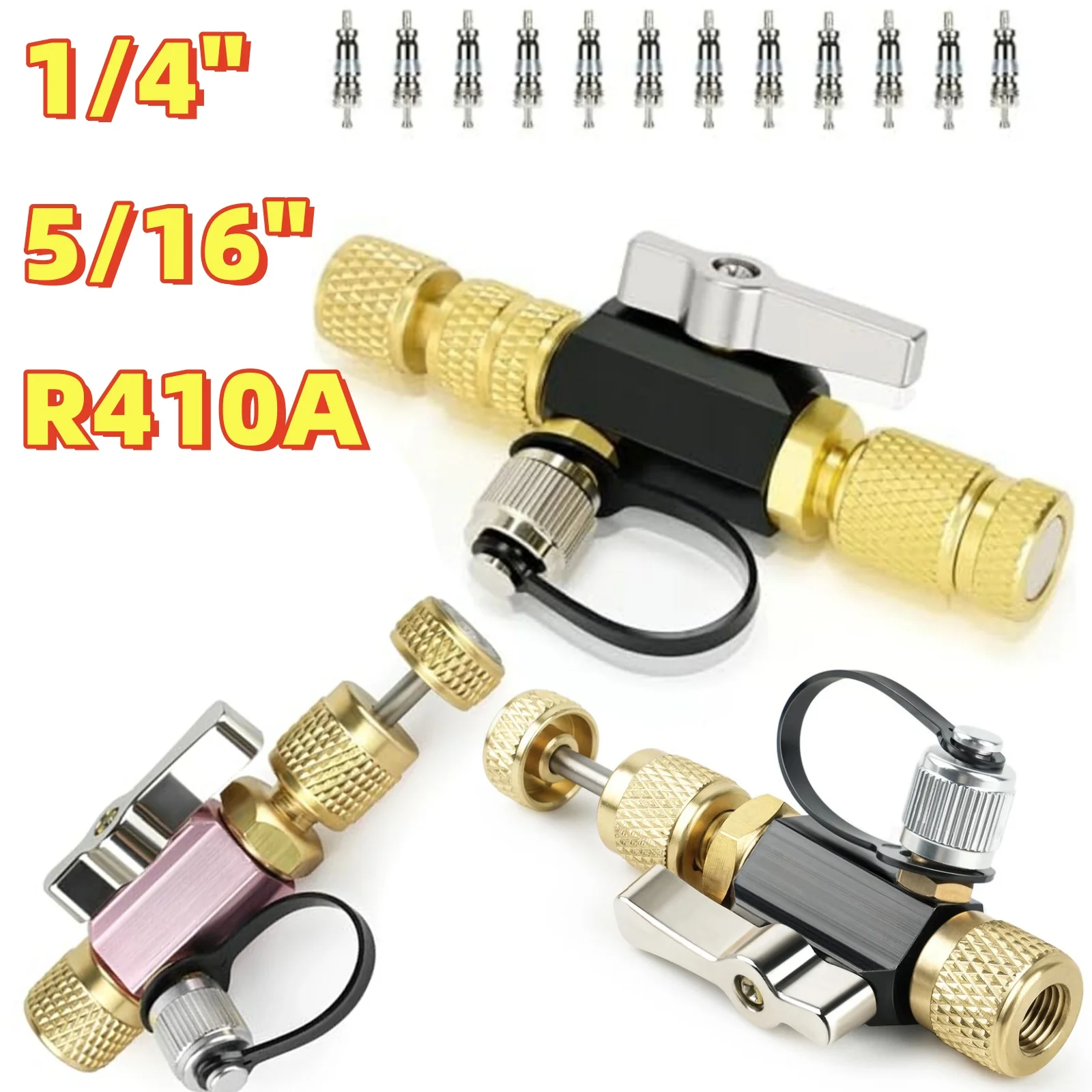Valve Core Removal Tool Vacuum-Rated Valve Core Removal Tool Valve Core Disassembly R410A 5/16in Female Flare 1/4in Male Flare