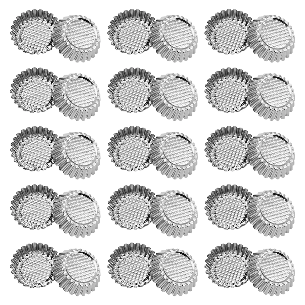 

30 Pcs Baking Mold Cake Muffin Tart Cupcake Paper Stainless Steel Egg Silver Tool