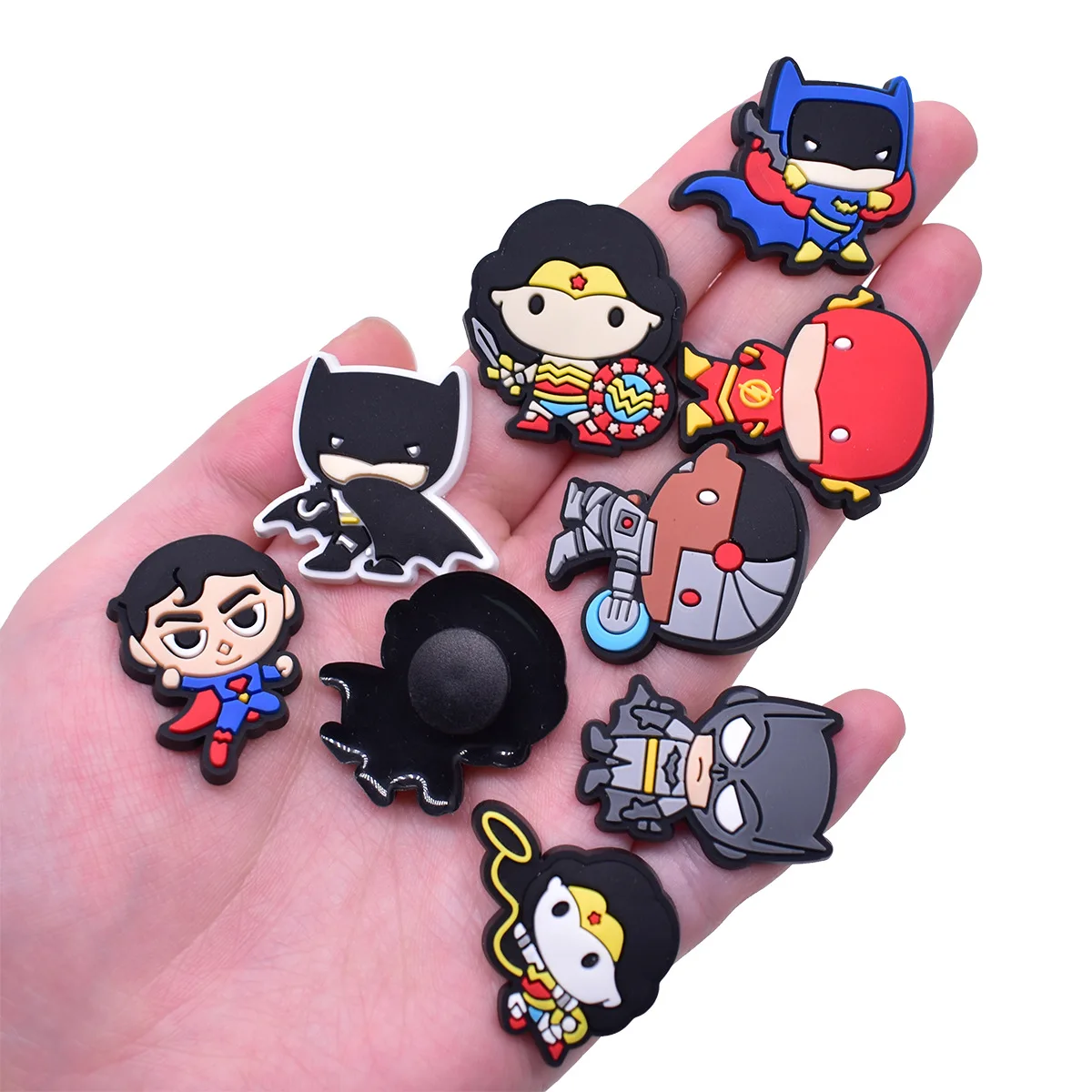 12pcs/SET HotToys NEW DC Superhero Series for Cartoon Shoe Charms Accessories DIY Decoration for Classic Clog Kids Gifts