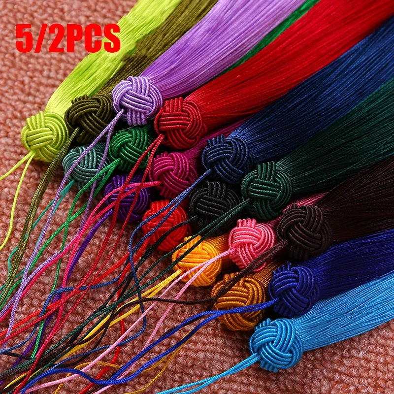 5/2Pcs Crafts Tassels 16cm/6.28 inch Soft Elegant Silky Floss Tassel With Pineapple Cap For DIY Jewelry Making Accessories