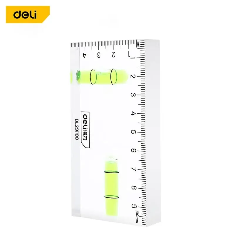 Deli High Precision Transparent Two Direction Magnetic Level Bubble Mini Level Multi-Functional Portable Measuring Tool