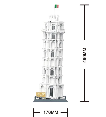 世界的に有名な歴史的文化建築のビルディングブロック,イタリアのピサ塔,教育玩具コレクション