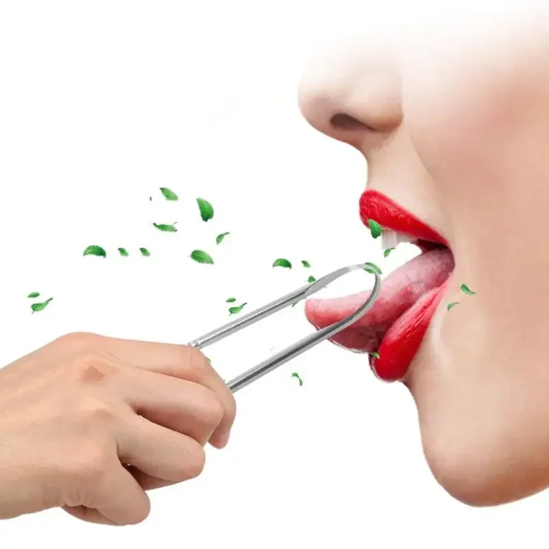 Stainless Steel Tongue Scraper Fresh Breath Cleaning Coated Tongue Toothbrush Oral Hygiene U-shaped Metal Tongue Scraper