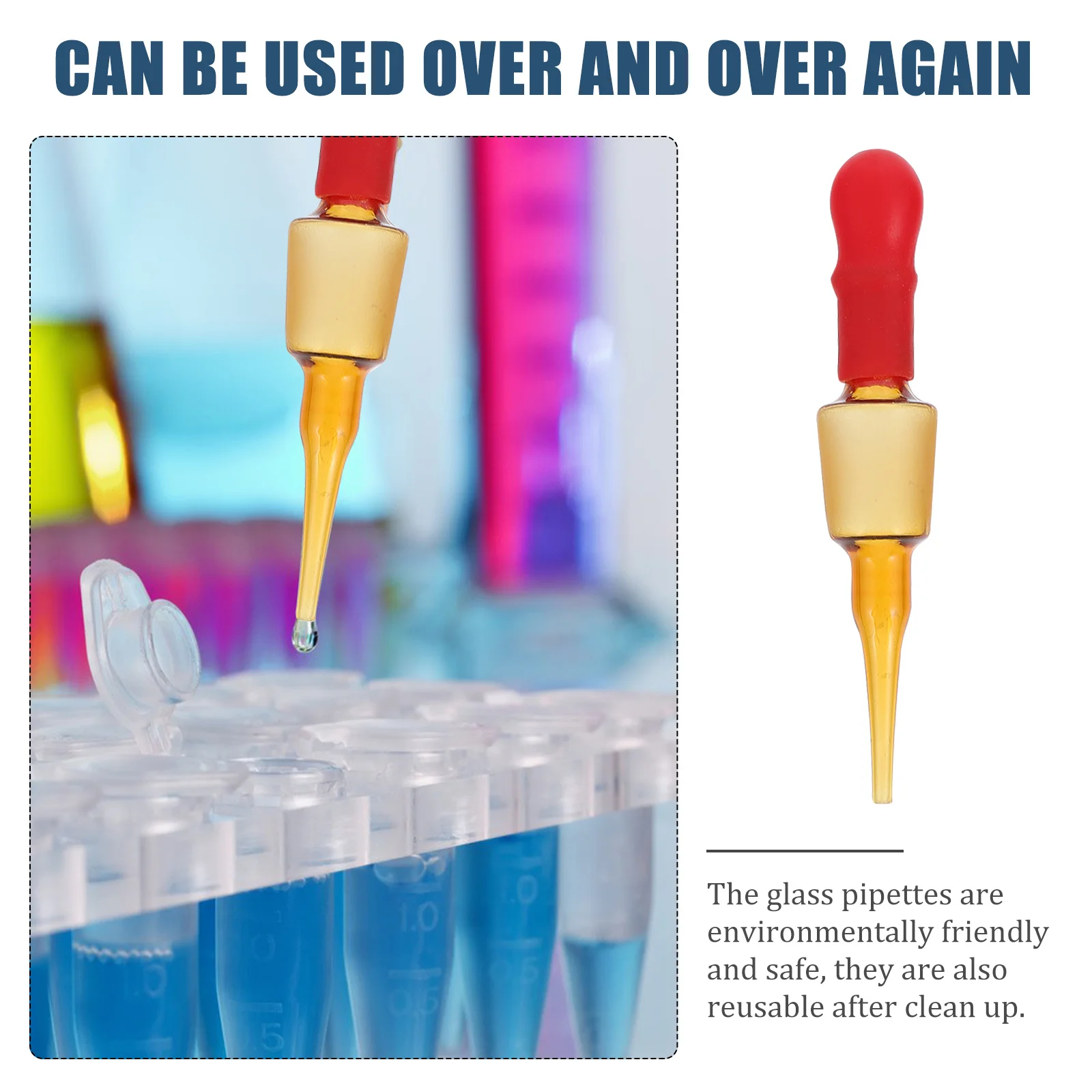 

10Pcs Glass Dropper Pipettes Red Rubber Caps Lightweight Liquid Transfer Tool Experimental Essential Oil Container