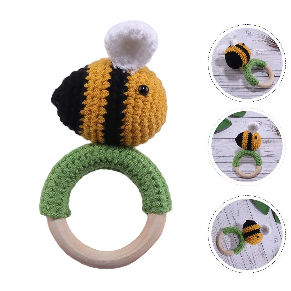 1 Stuks Bee Hand Baby Gebreide Zachte Baby Molaire Bijtring Rustgevend Speeltje Houten Kinderen Rustgevend