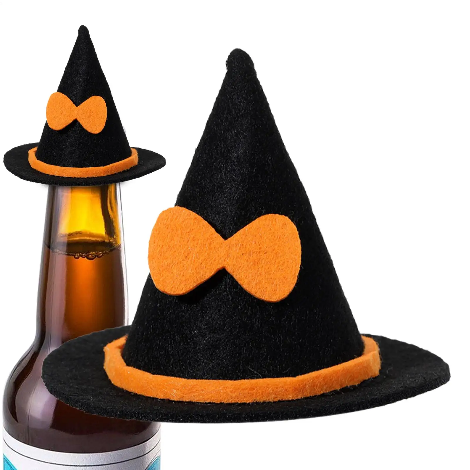 Witch Hat Decoration Mini felt witch hat lights pumpkin hat wine bottle decorations Wine Bottle Top Trim for Bedroom Home Party