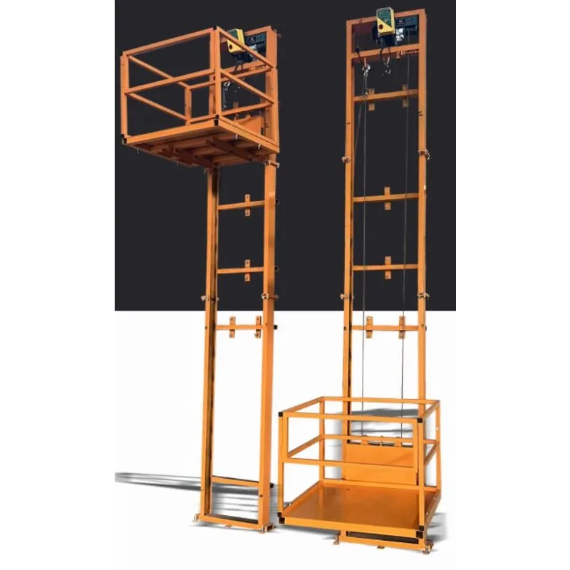 Small electric hydraulic lift freight elevator factory warehouse single rail lift platform hoist