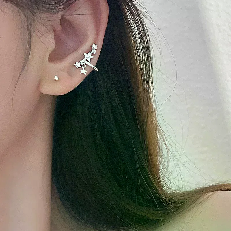 No Piercing Ear Cuff Satr Earrings For Women 1PC Silver Color Crystal Earclip Orbital Non Pierced Earing Fashion Jewelry