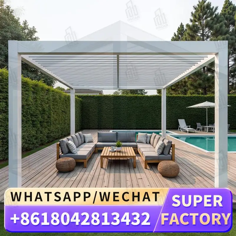 

6*4m Aluminum Retractable Luxury Canopy for Garden Patio European Style Outdoor Shading pergola