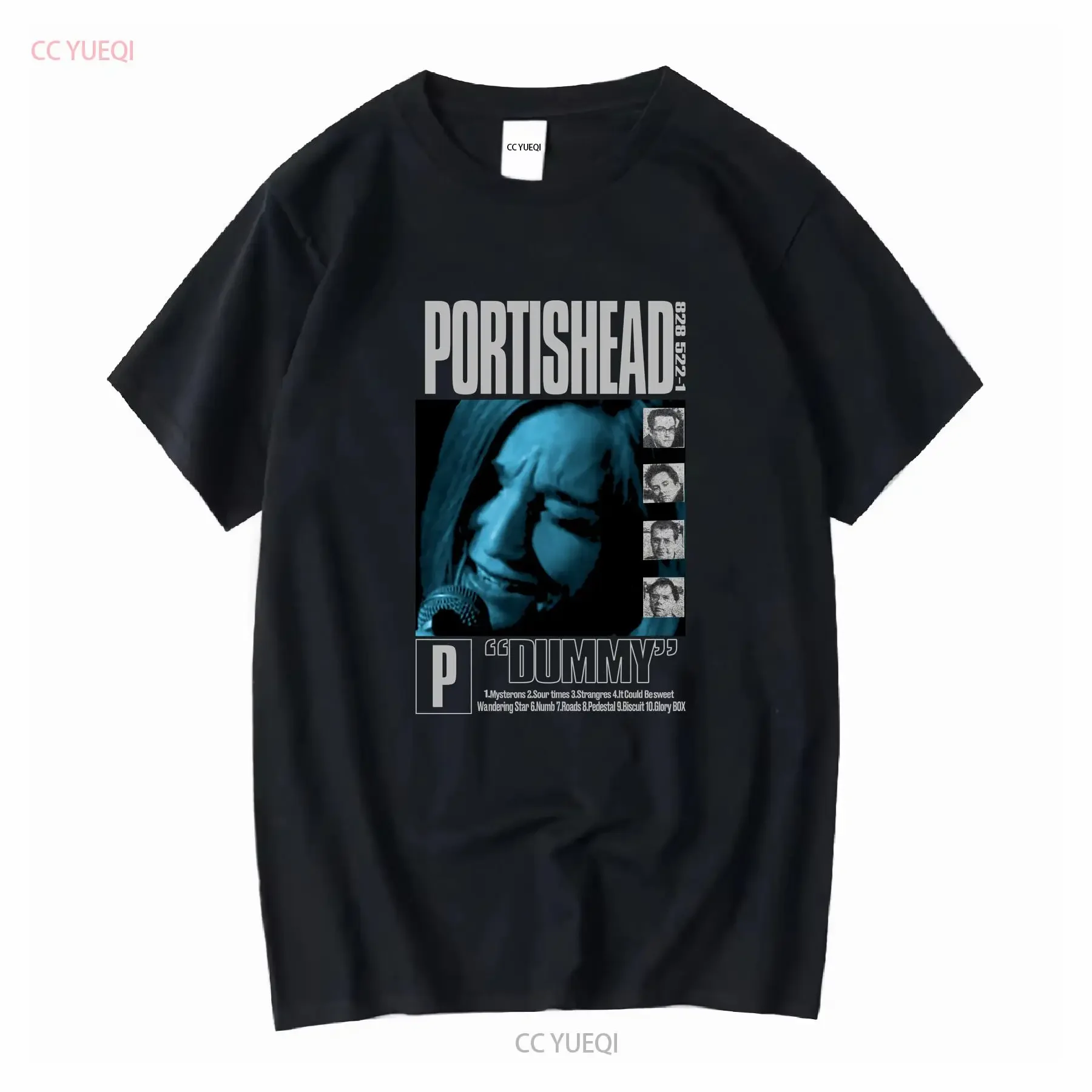 Portishead Band Dummy tour basic black short sleeve T shirt 90s NH5967 vintage Washed Stretched streetwear designer clothes