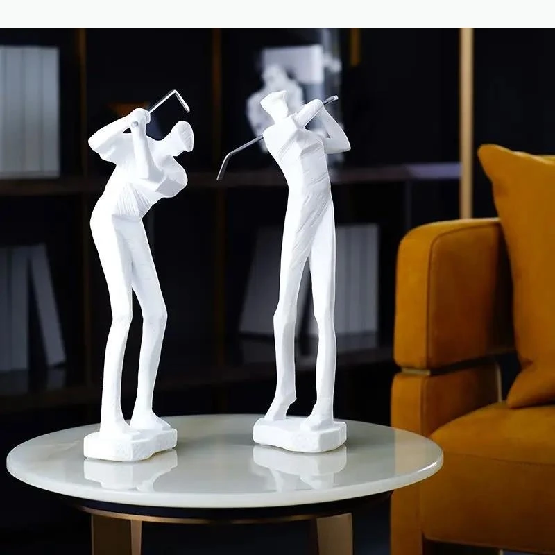 Geometric Golfer Figures Statue Desk Decoration Ornaments Golfer Character Resins Sculpture Room Aesthetic Decor