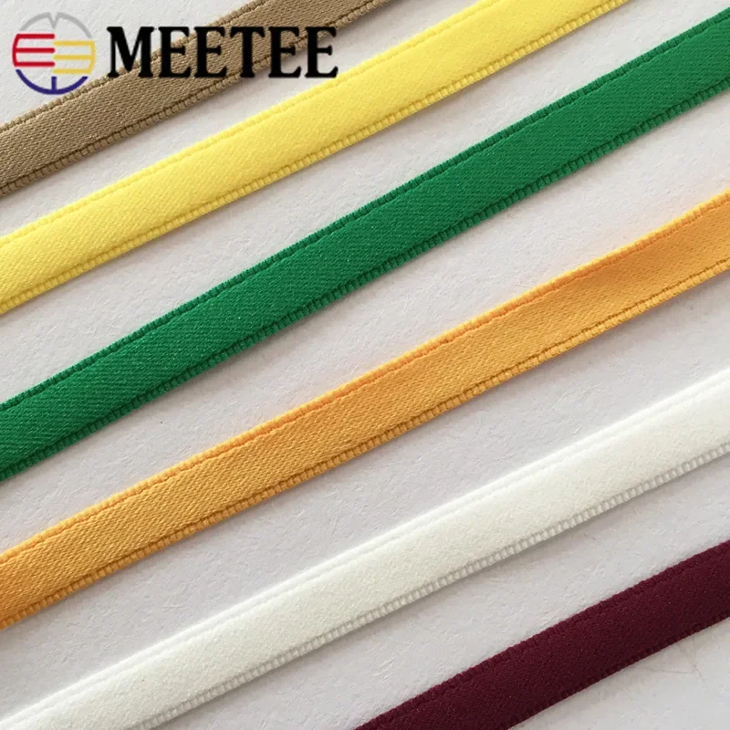 Meetee 21Meters 10mm 3/8\'\' Solid Color Jacquard Webbing Trim for Apparel Strap Nylon Lace Ribbon DIY Clothing Sewing Accessories