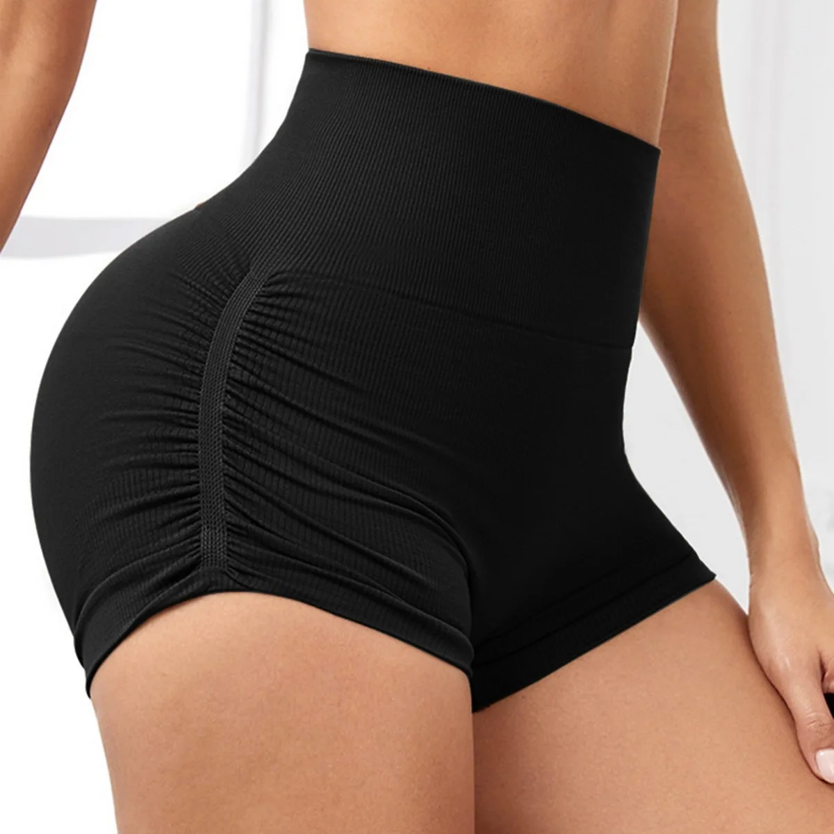 

VEQKING Peach Hip Naked High Waist Hip Lifting Shorts for Women, Summer Slimming Quick Drying Exercise Yoga Three Part Pants