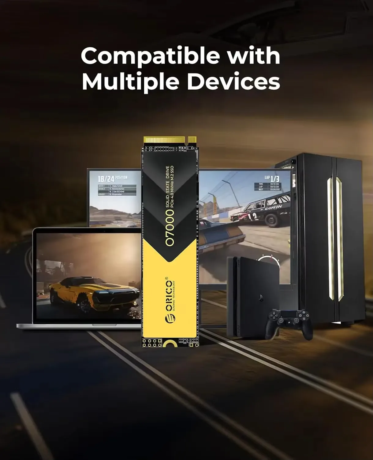 ORICO PCIe4.0 M.2 NVMe SSD PS5 Gaming 7400MB/S Unidad interna de estado sólido M Key 2280 SSD para creadores de contenido 1TB/2TB/4TB O7000