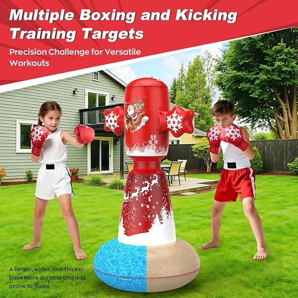 Punching Bag 360 Degree Rotation Base Self Righting Tumbler Safe PVC Inflatable Easy Storage