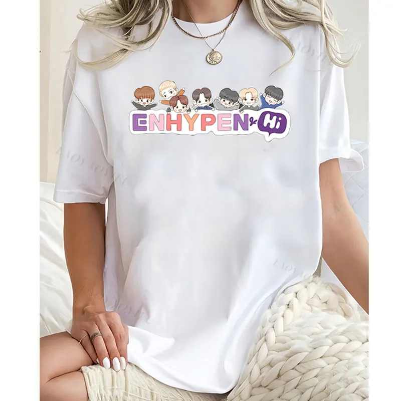 Playera Enhypens T-shirt Korea Custom Printed Graphic Casual Funny New Popular Short Sleeve Top Fashion ENGENE Fans Clothes Tees