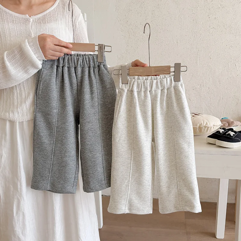 2-10T Toddler Kids Autumn Pant Straight Sweatpants Solid Color Trousers Toddler Girls Boys Loose Pants Daily Wear