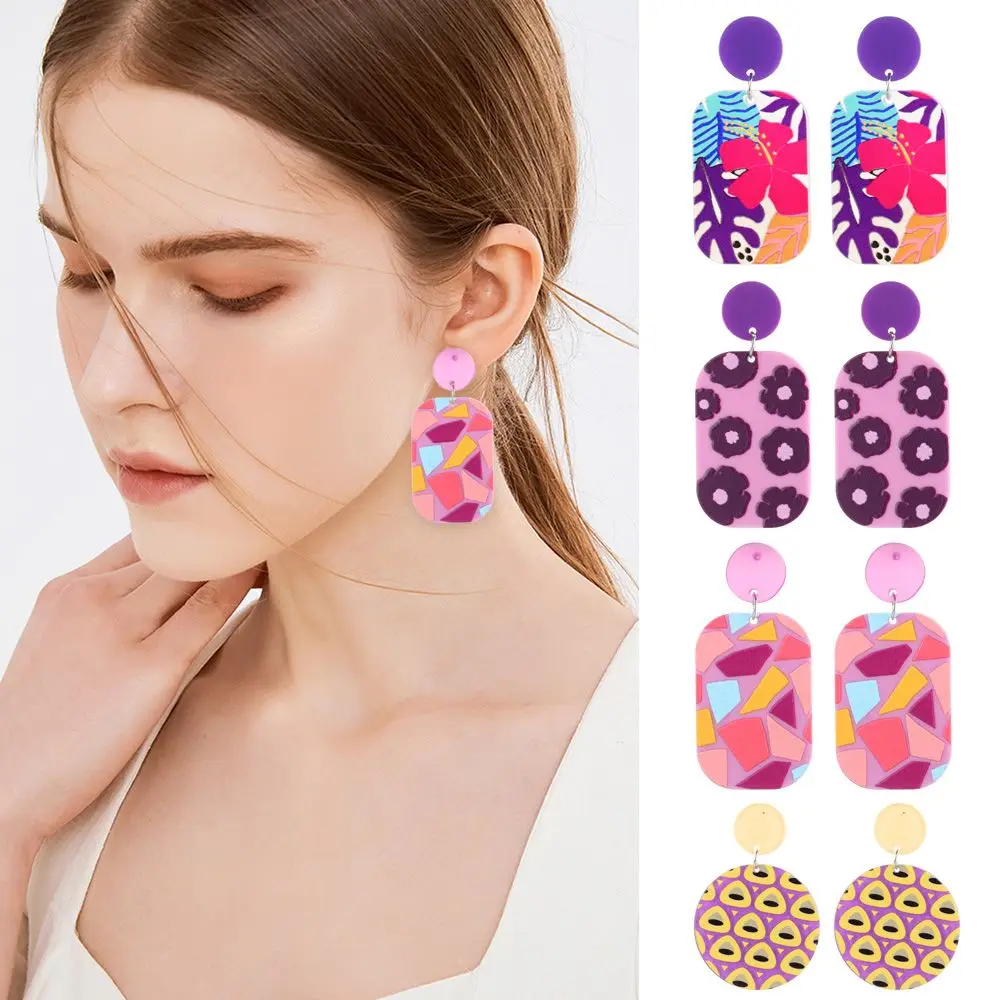 

Elegant Party Wedding Acrylic Drop Dangle Earrings Flower Statement Floral Earrings for Women Girls