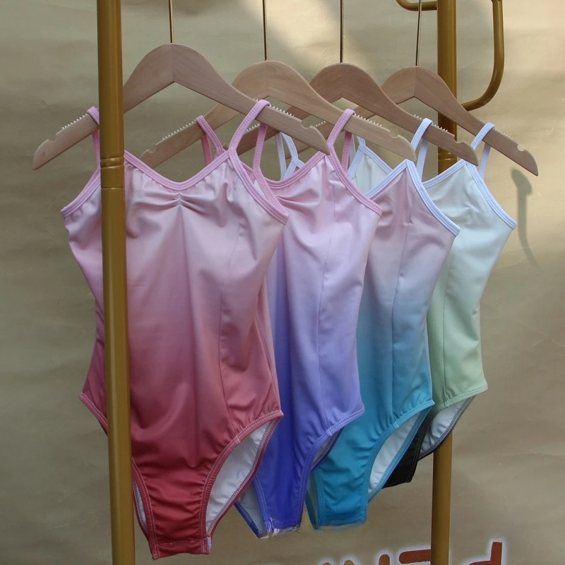Children Dance Clothes Girls Gradient Summer Suspender Practice Clothes Art Test-grade Onesie Chinese Dance Body Clothes