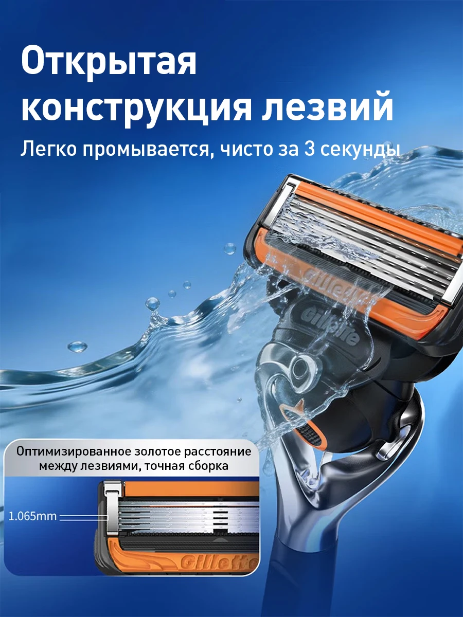 Gillette 3. Generation Fusion 5 ProGlide Herrenrasierer mit Pivot Ball, 5-Nanometer-Gradientenklingen, hinterem Präzisionstrimmer, 1 Griff, 4 Klingen. – Detail 8