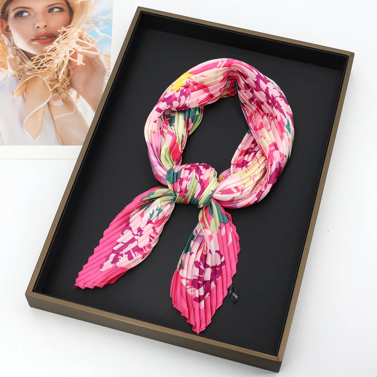 Fashion Crepe Lozenge Silk Scarfs Women Headband Neck Ties Hair Scarf Hijab Female Hairband Design Neckerchief Scarves Foulard