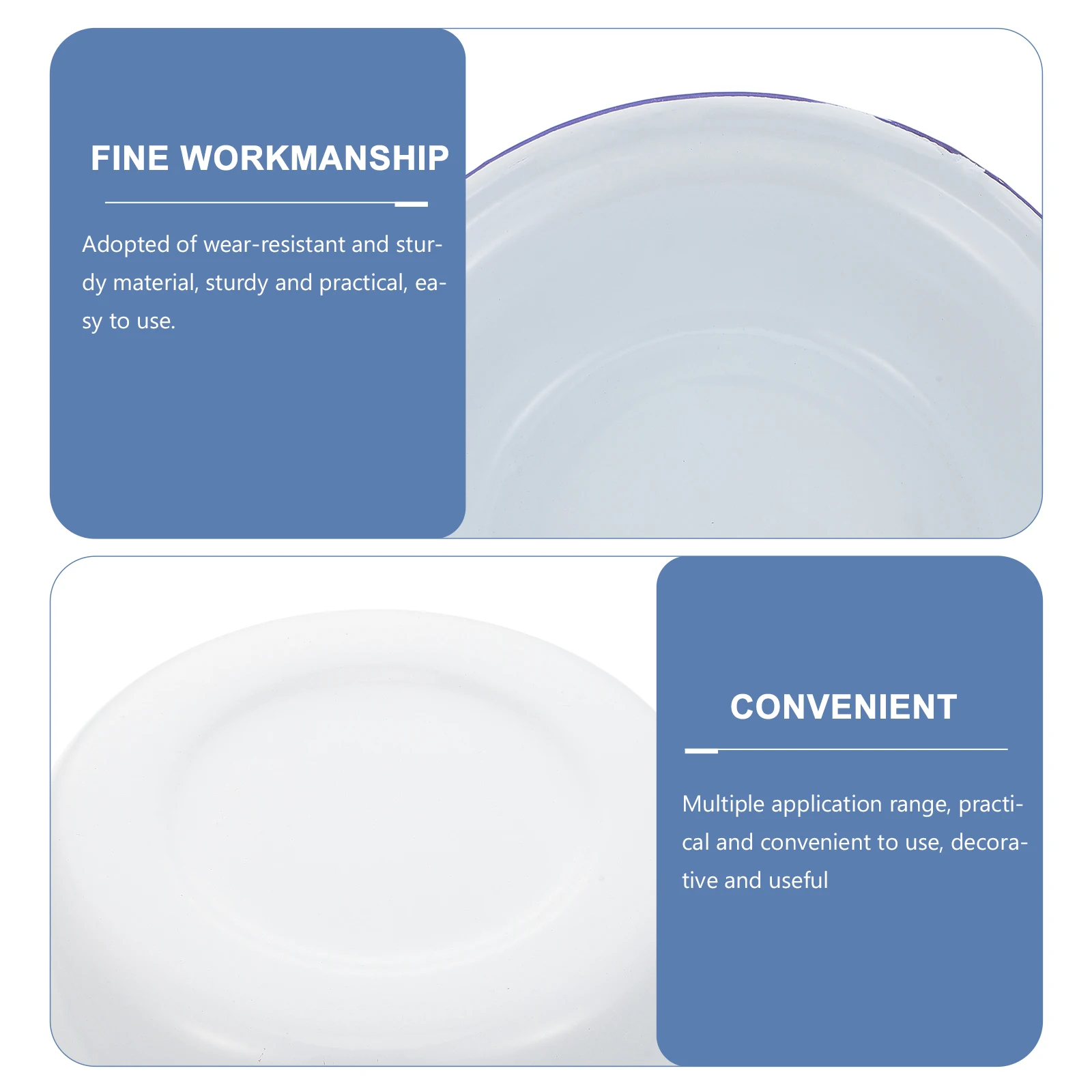 

4pcs Enamel Bowl 20cm White Deep Bowls Retro Design Creative Kitchen Dishes Suitable Family Restaurant Easy Clean