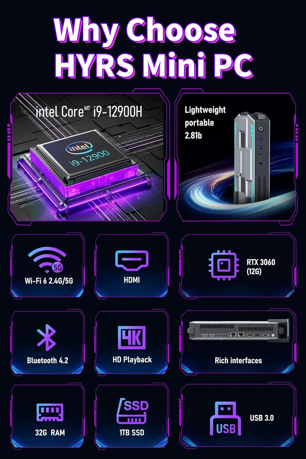 كمبيوتر شخصي صغير قوي عالي السرعة للألعاب Win 11 Mini Pc Core I7 I9 Ryen 9 Business Gaming Mini Pcs #2