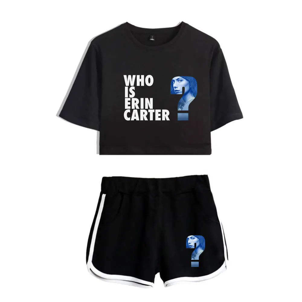 Who Is Erin Carter merch movie cosplay  midriff-baring fitted crop sets women short sets gym sport pants