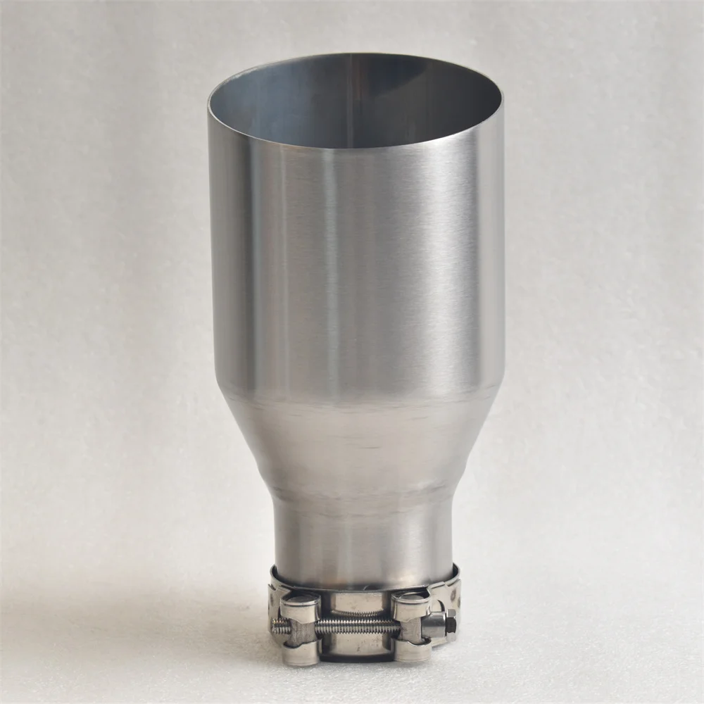 BULL-X Einzel-Auspuffblende – 304 Edelstahl, gebürstet, 51–76mm Einlass, 76/89/102/114mm Auslass, 180mm Länge – Aufsteckbar, rostbeständig – Detail 4