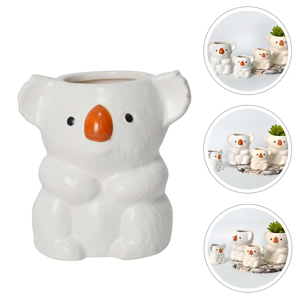 

1Pcs Koala Shape Ceramic Succulent Flowerpot Creative Desktop Plant Pot Mini Bonsai Container for Home Decor Succulent Flowerpot
