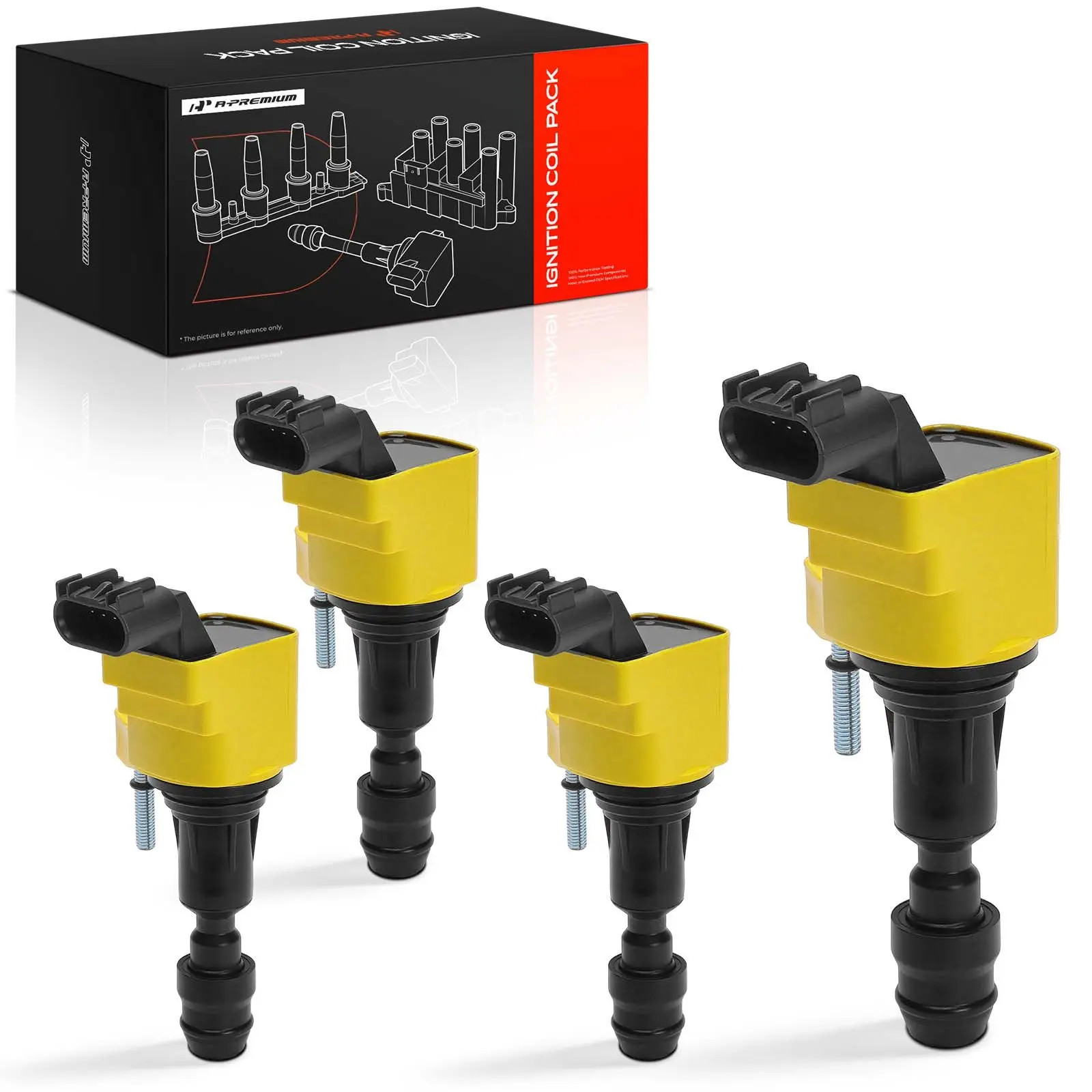 A-Premium 4pcs Yellow Ignition Coils for Chevrolet Equinox 2010-2017 Malibu 2007-2014 GMC Terrain 2010-2017 Buick LaCrosse Regal