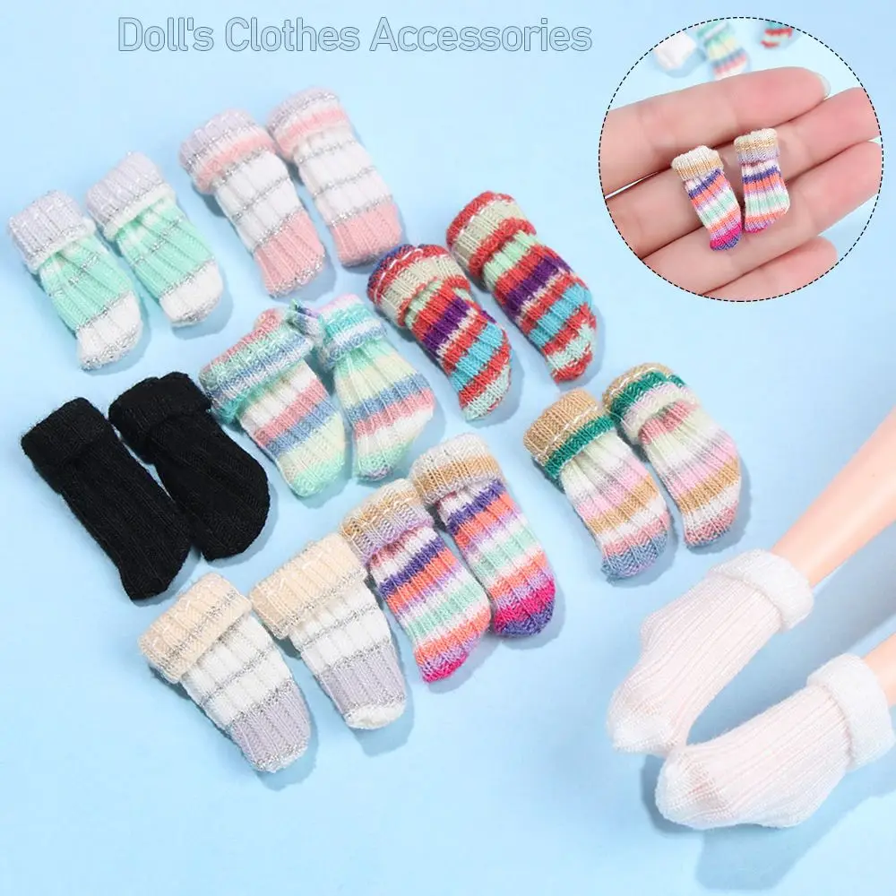 1 Pair Cotton Knitted Stripe Doll Socks Ob11 Doll Stocking Clothes Accessories Fashion Doll Socks Decoration for Idol Dolls