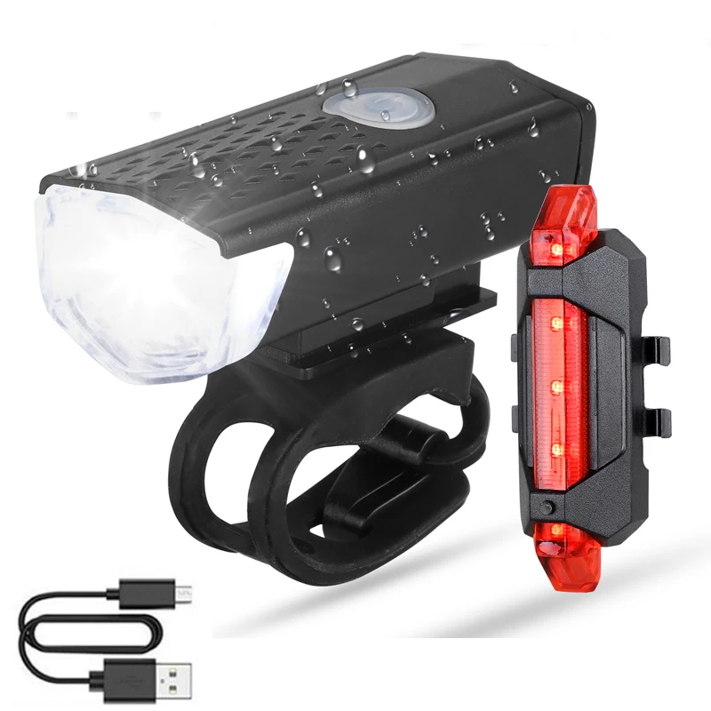 

Bike Bicycle Light USB LED Rechargeable Set MTB Road Bike Front Back Headlight Lamp Flashlight Cycling Light Cycling Accessories