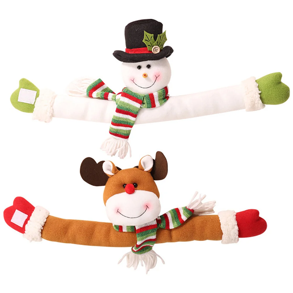 

2Pcs Christmas Curtain Tiebacks Snowman Elk Fabric Buckle Decorative Holdbacks Window Drapery Fastener Festive Home Decor