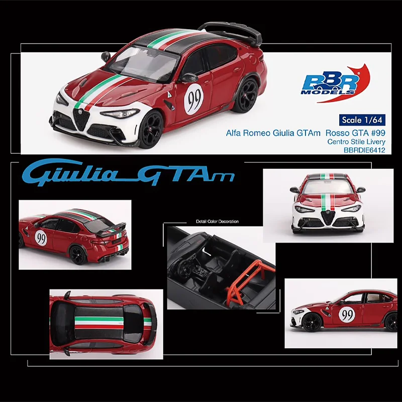 Bbr 1/64 Alfa Romeo Giulia Gtam Rosso Gta #99 Centro Stile Livery Legering Speelgoed Motorvoertuig Diecast Metalen Model Geschenken