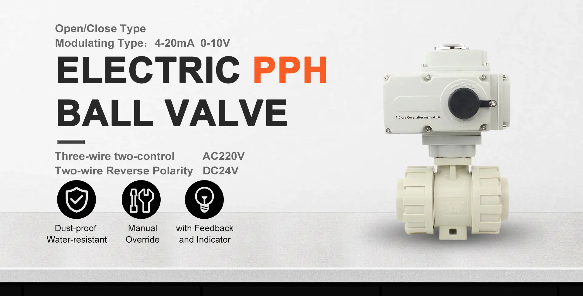 Motorized Ball Valve PPH 2 Way 1/2in-4in 220V 24V Motorized Actuator Switch Modulating 4-20mA 0-10V Water Irrigation System