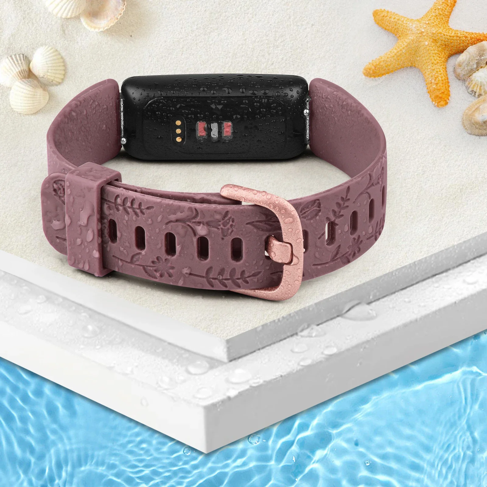 لينة بولي TPU زهرة محفورة الفرقة ل Fitbit إلهام 2 حزام سوار الرياضة معصمه لاستبدال Fitbit إلهام 2 حزام الساعات #5