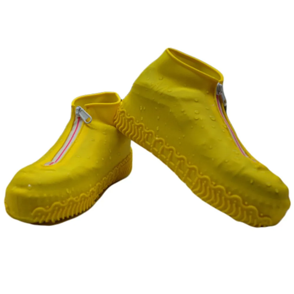 

2Pcs Reusable Waterproof Shoe Cover Zipper Wear-resistant Non-Slip Rain Boots Thicken Portable Silicone Shoes Protective Cover