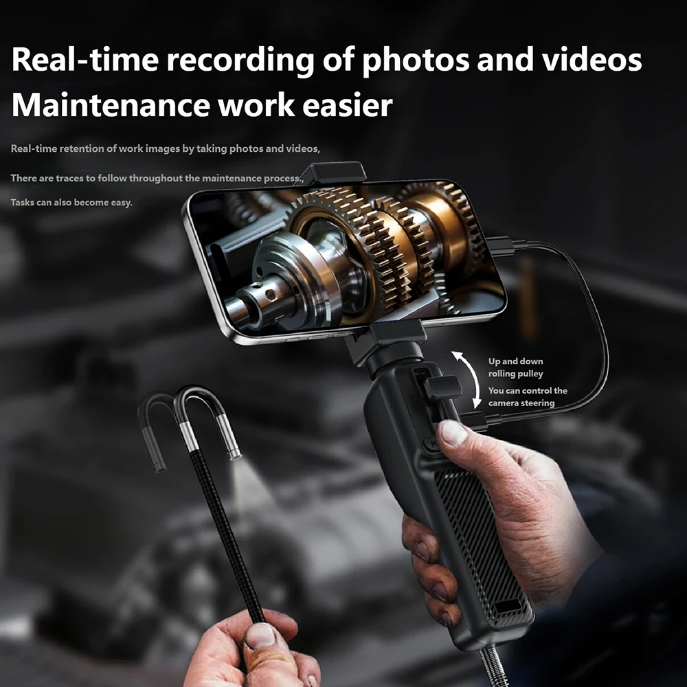 WDLUCKY 360 Degree Rotary Rotating Articulated Boroscope Video Channel Endoscopic Inspection Endoscope Camera Head 6mm IP67