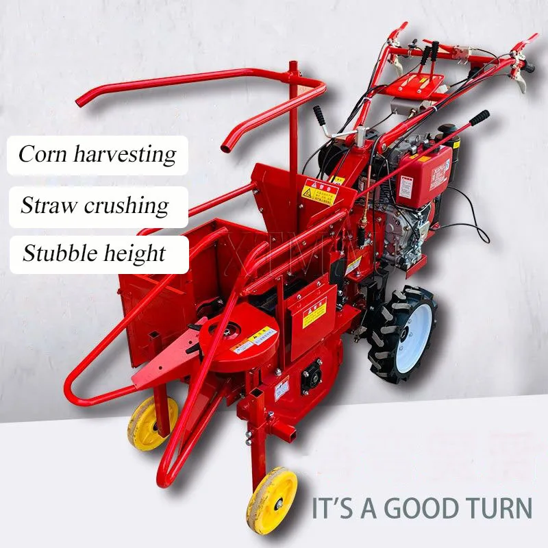 High Capacity Corn Combine Harvester Small Walking Tractor Corn Reaper Rice Wheat Corn Harvester Reaper Machine