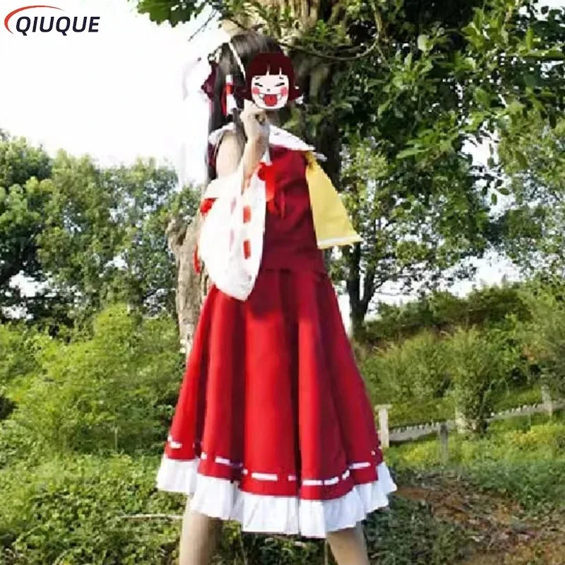 

Аниме Touhou Project Косплей Hakurei Reimu Косплей Костюм Парик Mikofuku Женская Униформа Платье Полный Комплект Наряда