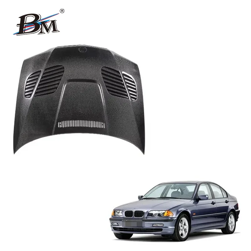 BMW E46 Hood 3 Series E46 Sedan 4-door LY Style Carbon Fiber Front Hood