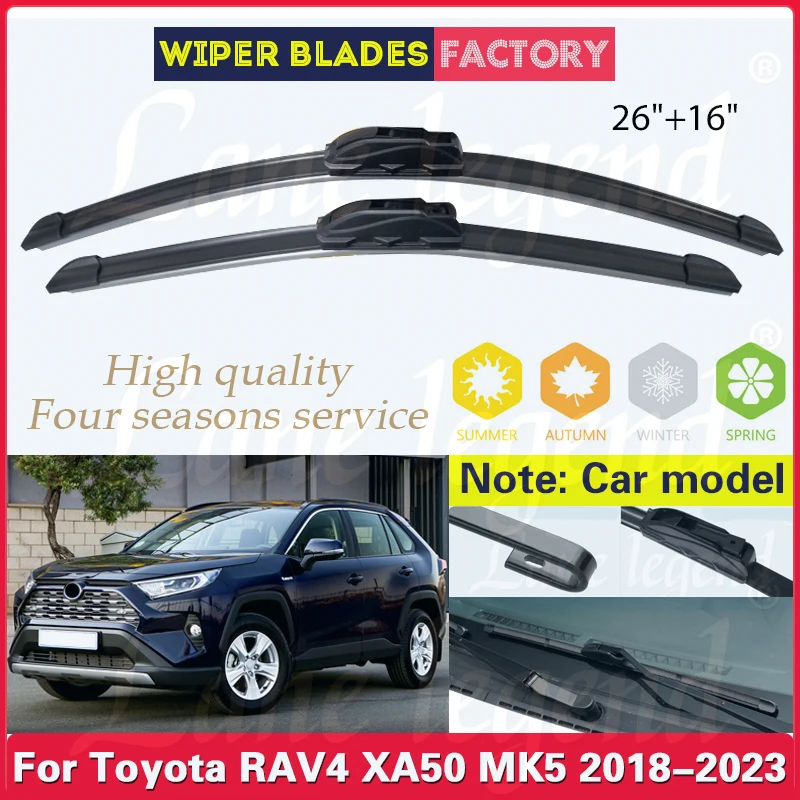 

Car Wiper Blade Blades For Toyota RAV4 XA50 2018 - 2023 26"+16" Front Windshield Windscreen Clean Rubber Cars Wipers Accessories