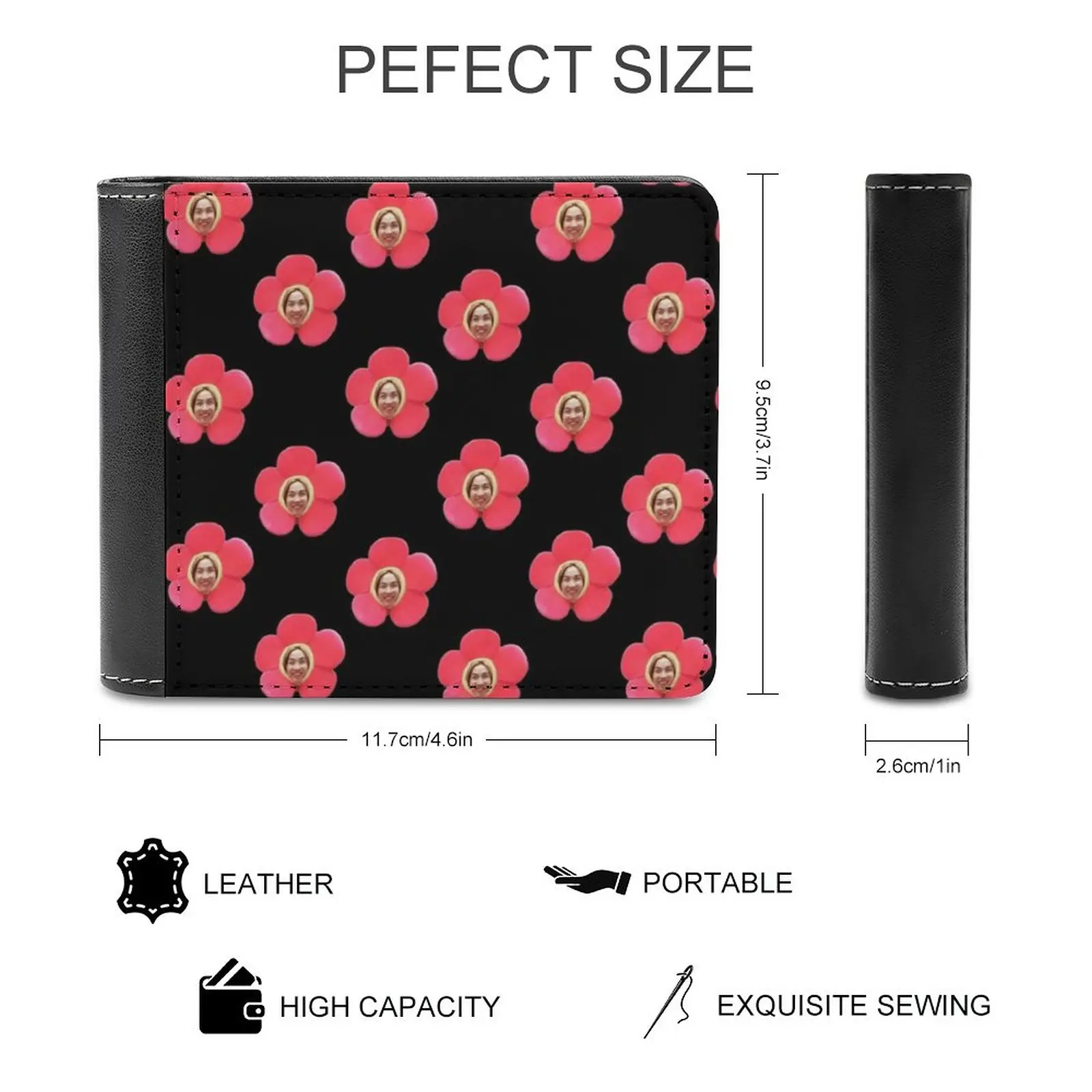 Jhope Chuseok Flower Black Men'S Wallet Leisure Travel Lightweight Portable Wallets Short Style Male Purse Jhope J Hope Kpop