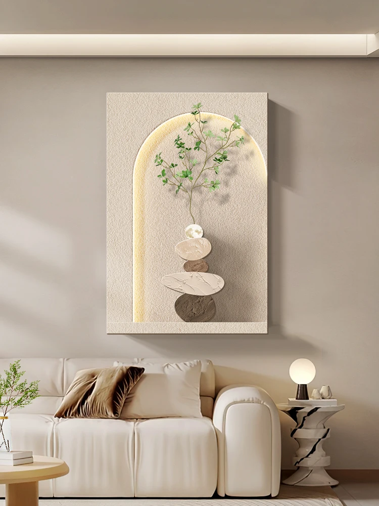 Cream wind living room decorative painting stone to run wall lamp painting high-level feeling