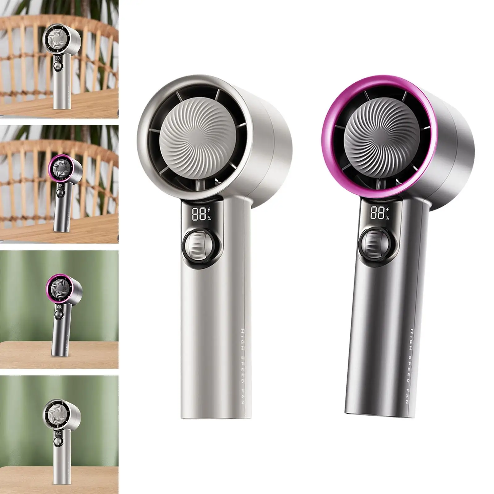 Hand Fan Quiet Operation Desk USB with LED Display Ice Compress Personal Fan for Travel Office Outdoor Indoor Backpacking Hiking