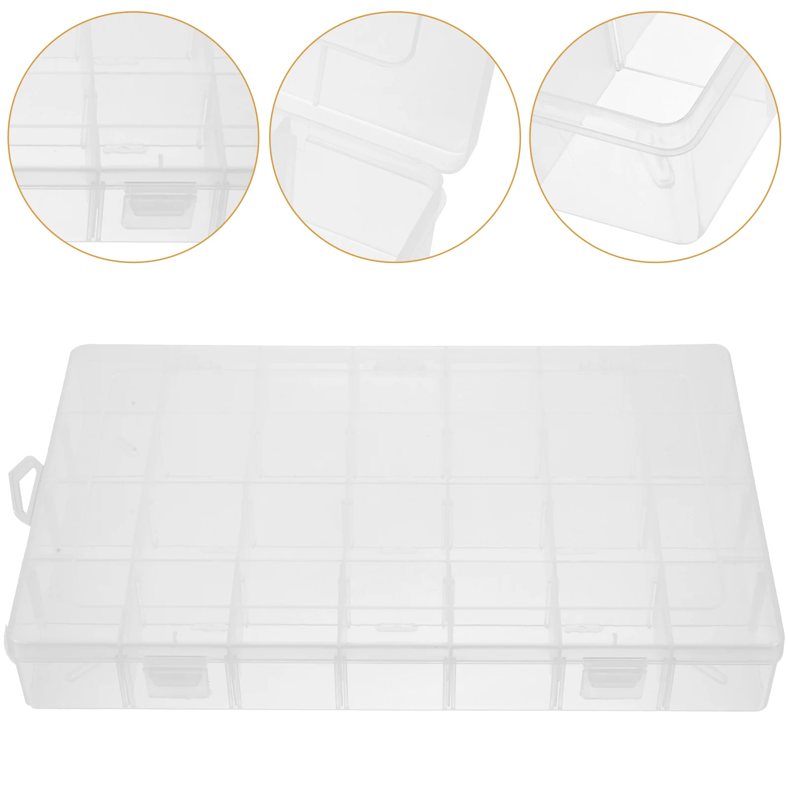 28-Grid Clear Plastic Storage Box Jewelry Organizer Container Adjustable Removable Dividers Transparent 35X22X4.8Cm Durable Hard