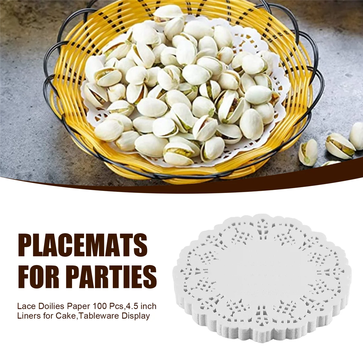 ABPO Кружевные салфетки, бумага, 100 шт., 4,5-дюймовые декоративные круглые салфетки, салфетки для торта, десерты, выпечки, посуда, дисплей