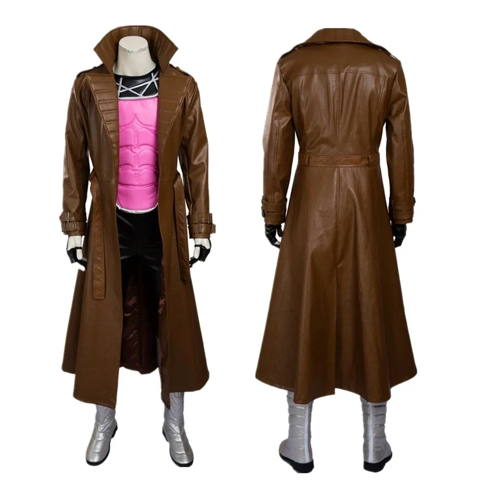 Halloween Gambit Cosplay Costume Man Leather Trench Coat Vest Full Set and Individual Items Are Sold Custom Size